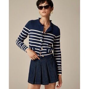 NEW JCREW Cashmere Fringe-trim Crew Sweater Lady Jacket